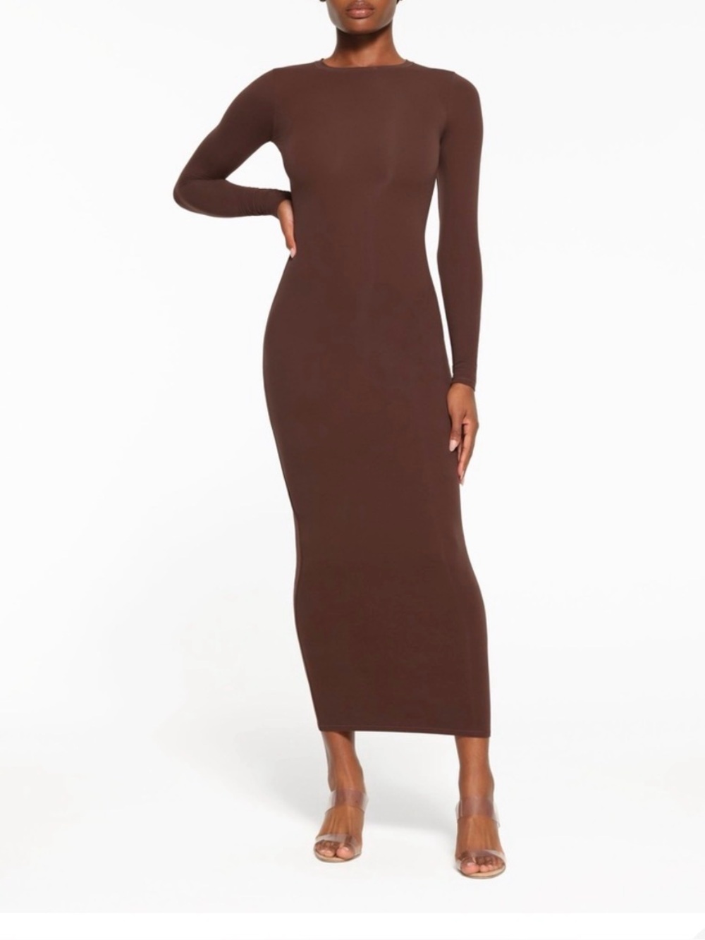 Medium.Medium.LaFleur Long Sleeve Maxi Dress in Brown Size Medium